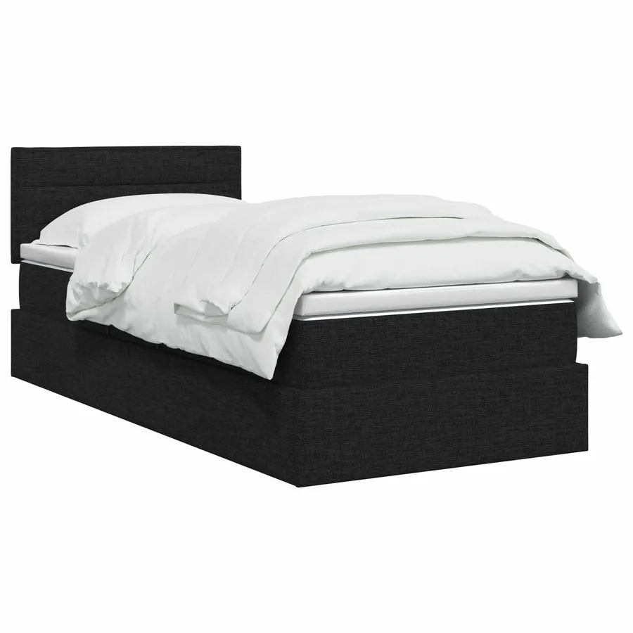 Lit de rangement LED avec matelas Noir 90 x 200 cm Tissu - 2