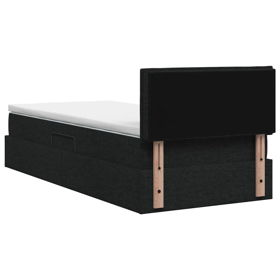 Lit de rangement LED avec matelas Noir 90 x 200 cm Tissu - 8