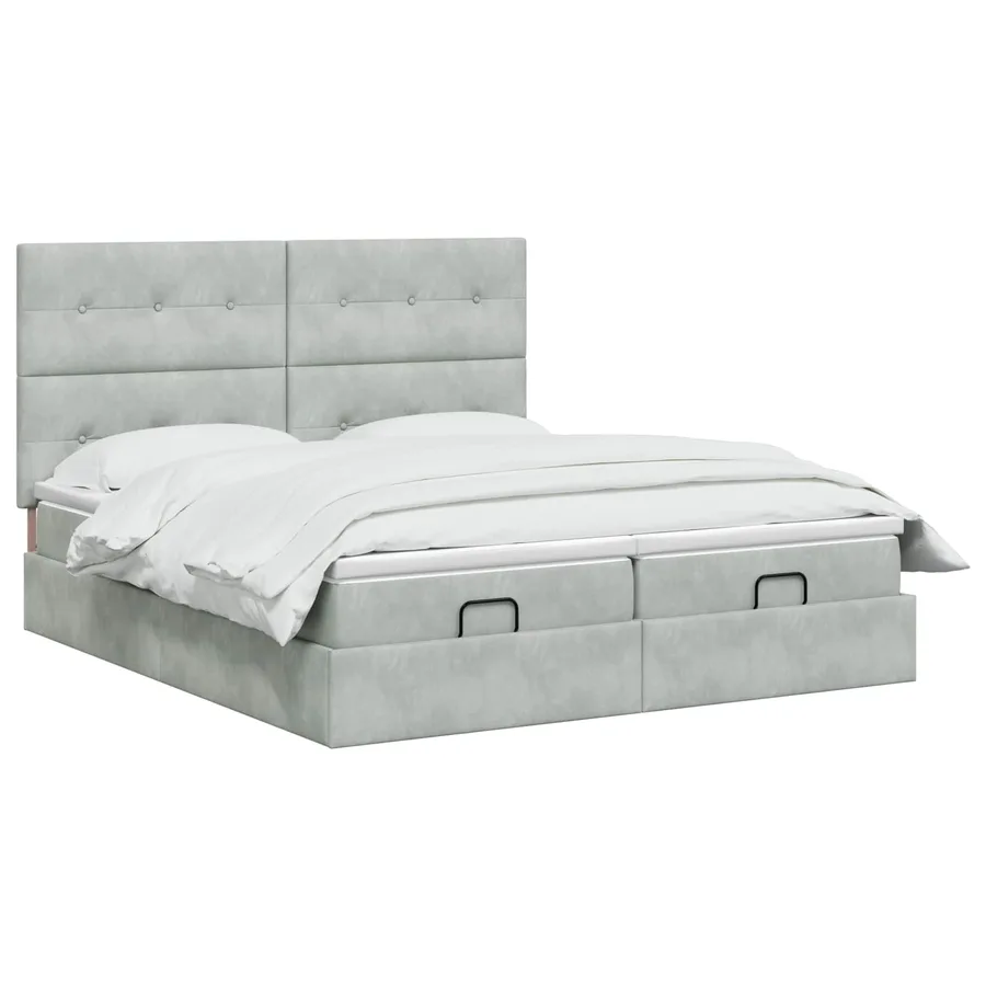 Lit ottoman avec matelas 2 pc Gris clair Velours - 2