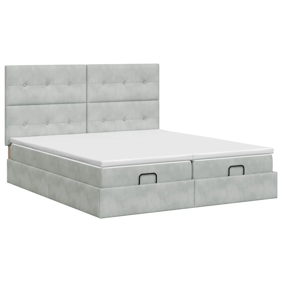 Lit ottoman avec matelas 2 pc Gris clair Velours - 4