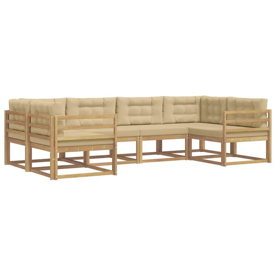 Ensemble de canapés d'extérieur 6 pcs Blanc et Beige - 2