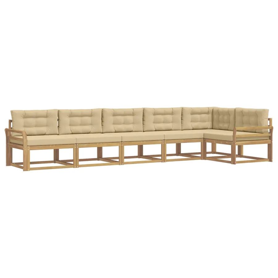 Ensemble de canapés d'extérieur 4 pcs Blanc et Beige Polyester - 2