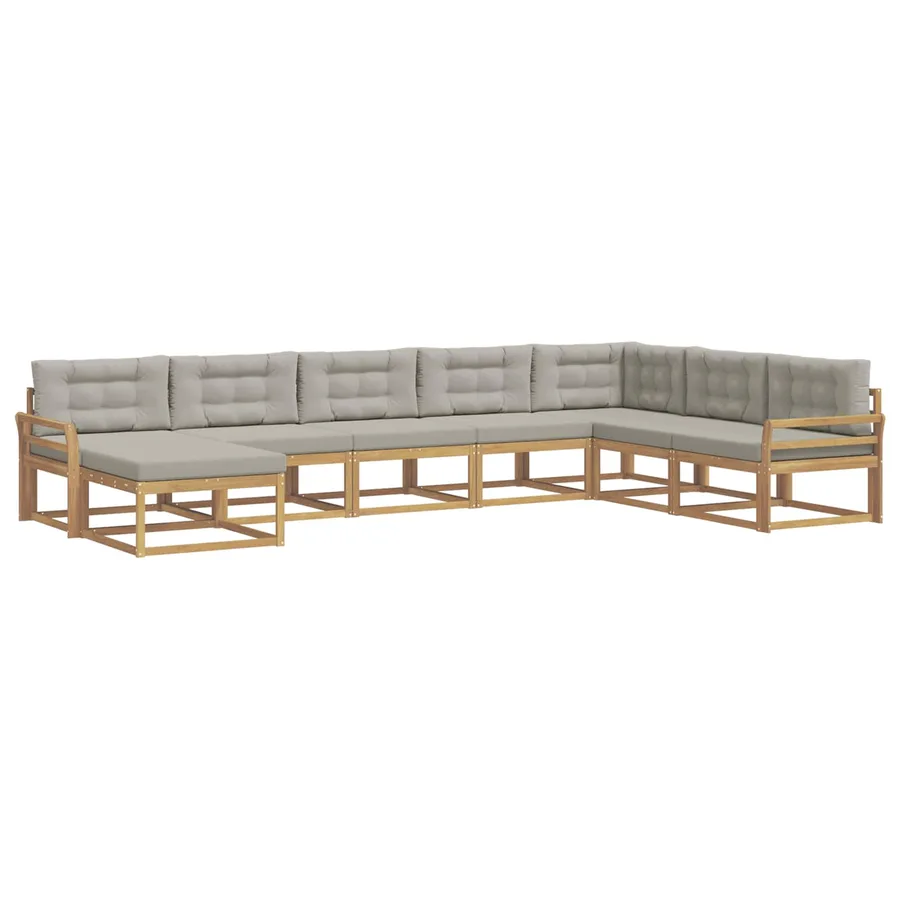 Ensemble de canapés d'extérieur 8 pcs Blanc et gris clair - 2