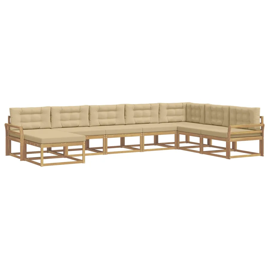 Ensemble de canapés d'extérieur 8 pcs Blanc et Beige - 2