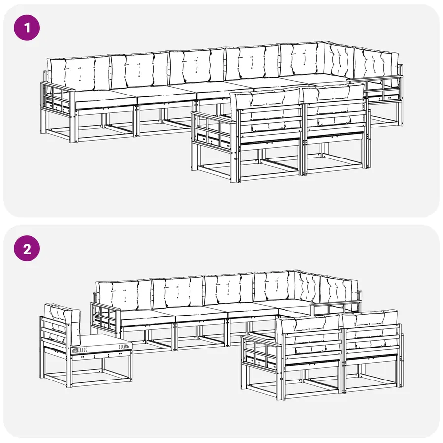 Ensemble de canapés d'extérieur 6 pc Blanc et gris clair - 7