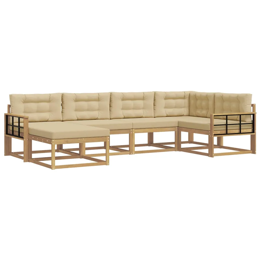 Ensemble de canapés d'extérieur 5 pcs Blanc et Beige Polyester - 2