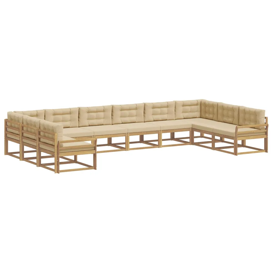 Ensemble de canapés d'extérieur 10 pcs Blanc et Beige - 2