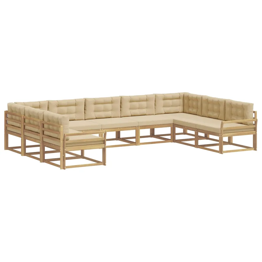 Ensemble de canapés d'extérieur 9 pcs Blanc et Beige - 2