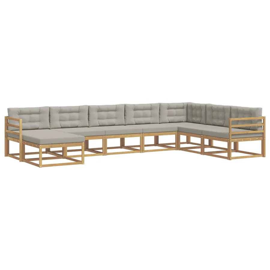 Ensemble de canapés d'extérieur 8 pcs Blanc et gris clair - 2