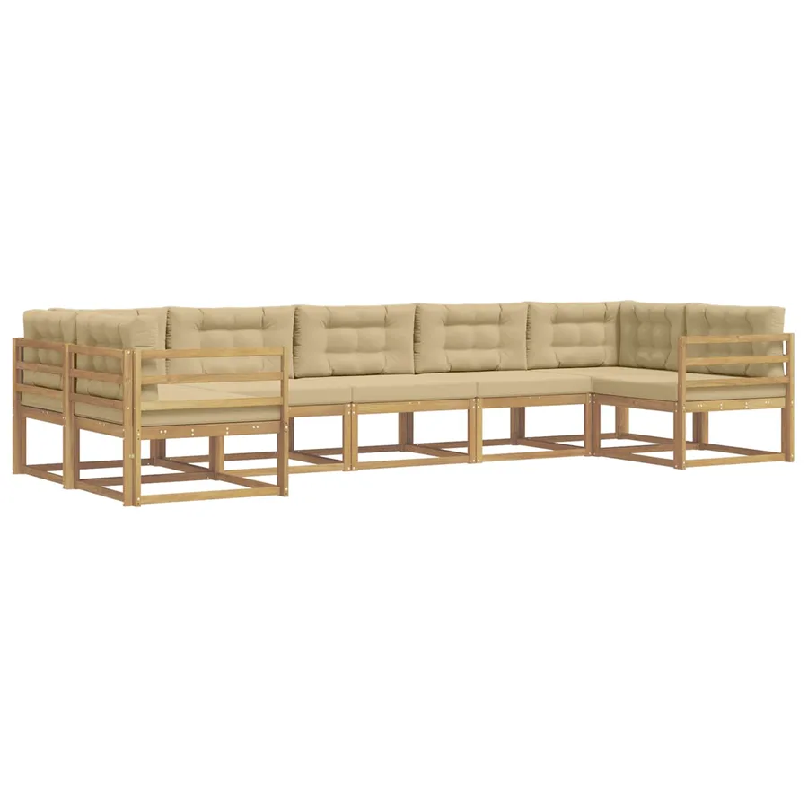 Ensemble de canapés d'extérieur 7 pcs Blanc et Beige - 2