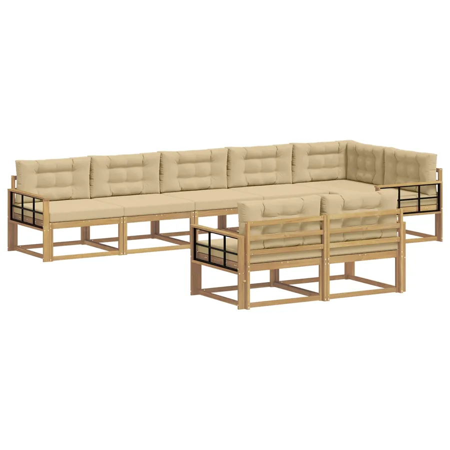 Ensemble de canapés d'extérieur 6 pc Blanc et Beige Polyester - 2