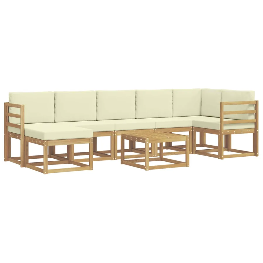 Ensemble de canapés d'extérieur 8 pcs Blanc et crème Polyester - 2