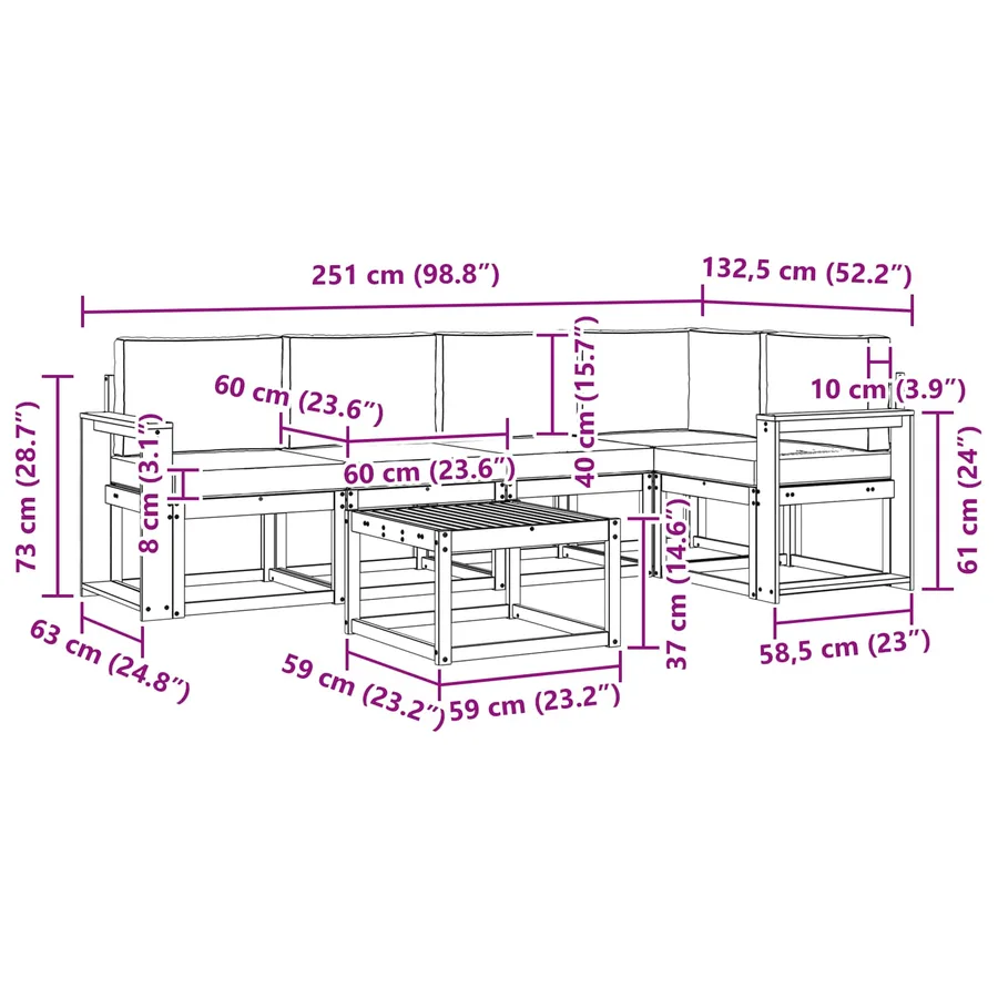 Ensemble de canapés d'extérieur 6 pcs Blanc et crème - 8