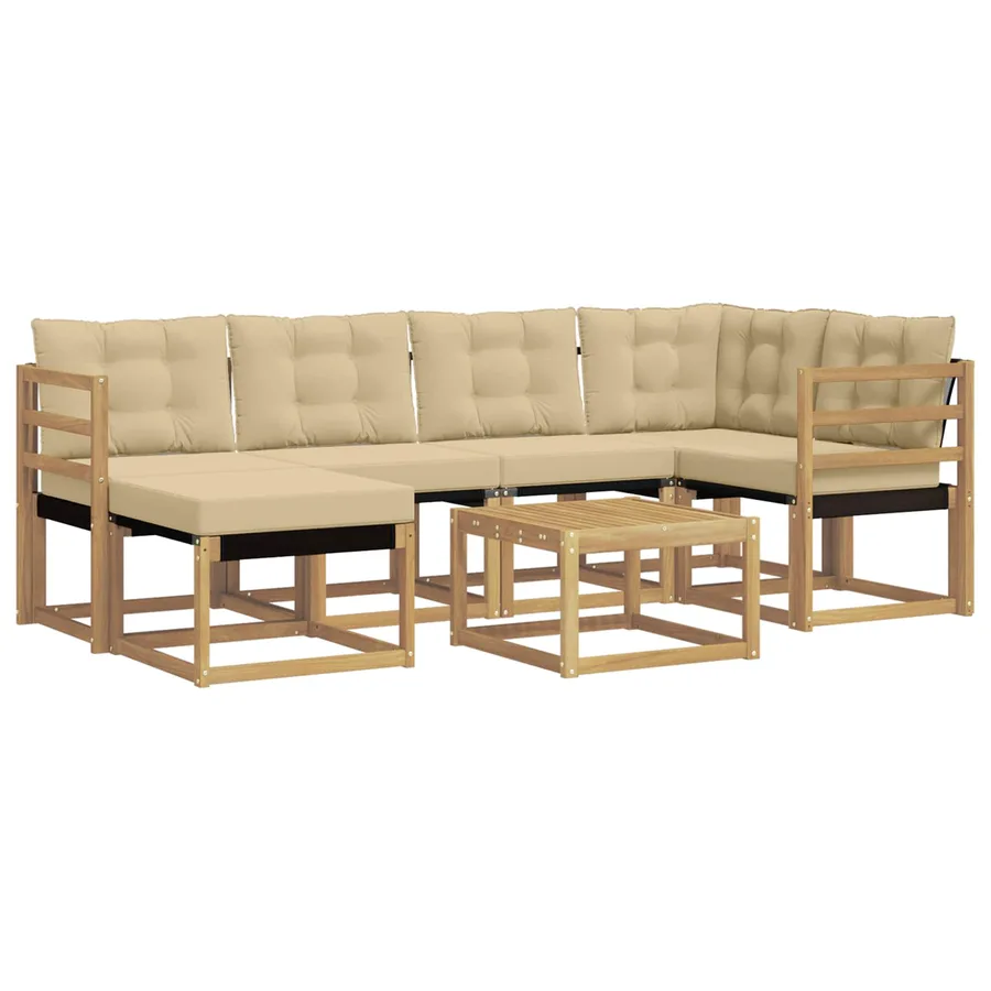 Ensemble de canapés d'extérieur 7 pcs Blanc et Beige - 2