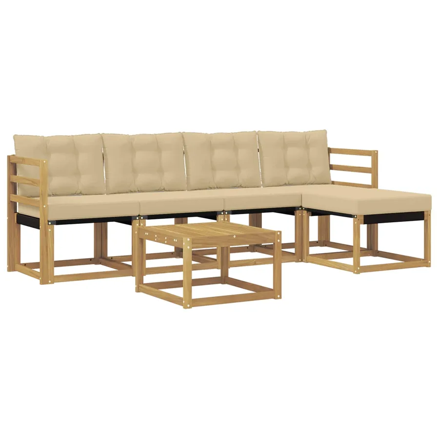 Ensemble de canapés d'extérieur 6 pcs Blanc et Beige - 2