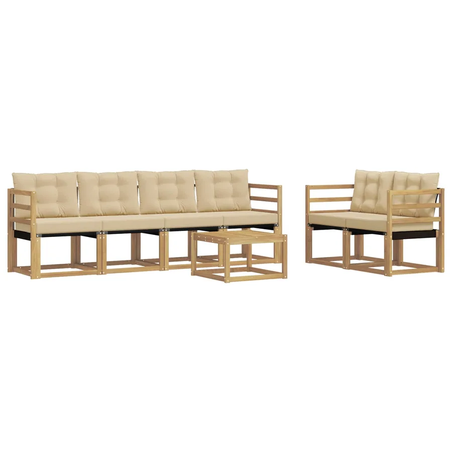 Ensemble de canapés d'extérieur 7 pcs Blanc et Beige - 2