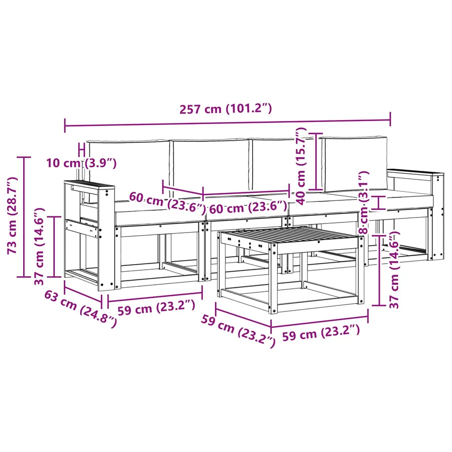 Ensemble de canapés d'extérieur 5 pcs Blanc et Beige - 6