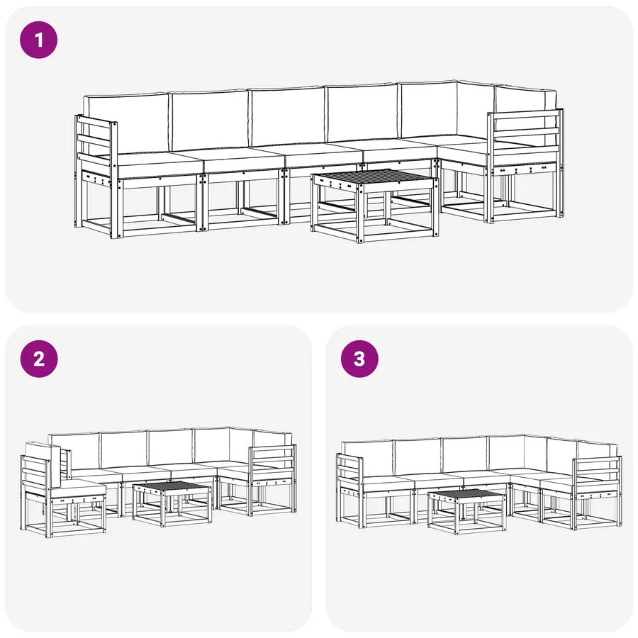 Ensemble de canapés d'extérieur 7 pcs Blanc et crème Polyester - 7