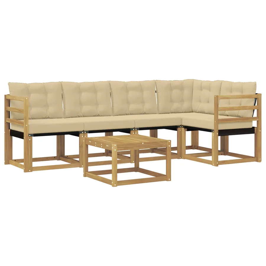 Ensemble de canapés d'extérieur 6 pcs Blanc et Beige - 2
