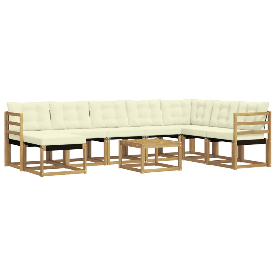 Ensemble de canapés d'extérieur 9 pcs Blanc et crème - 2