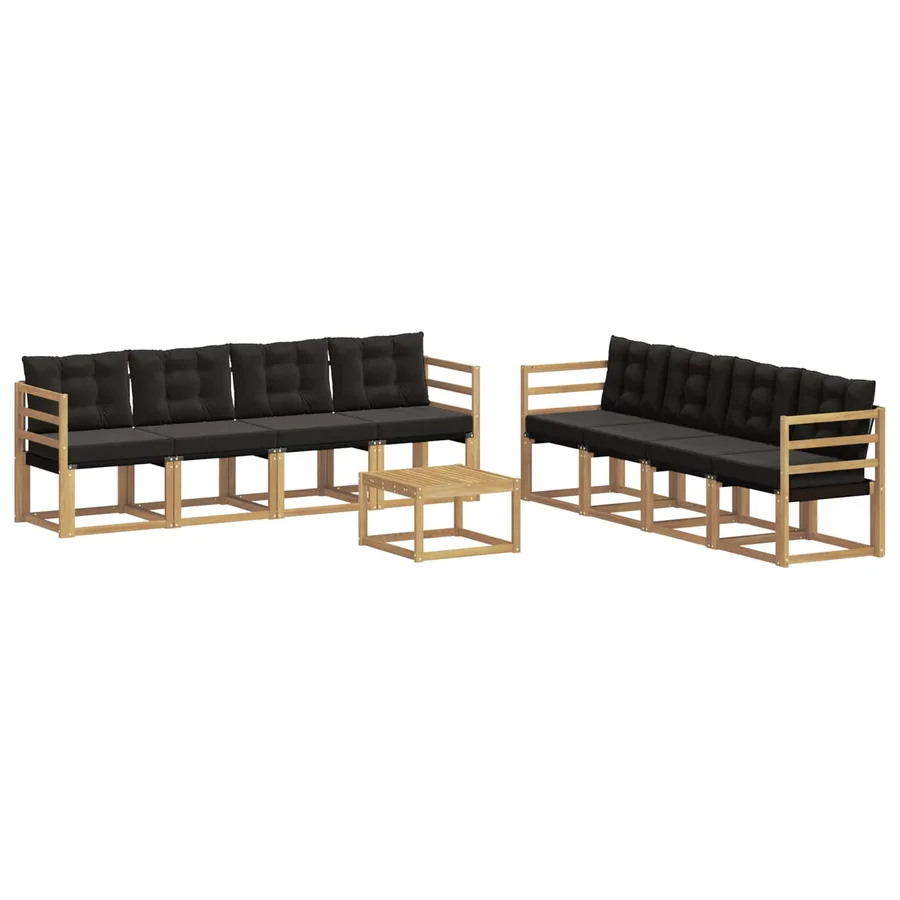 Ensemble de canapés d'extérieur 9 pcs Blanc et noir - 2
