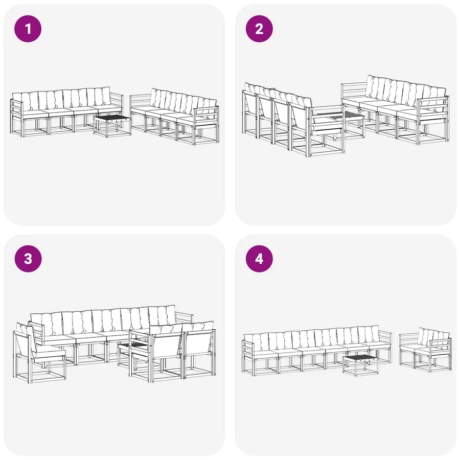 Ensemble de canapés d'extérieur 9 pcs Blanc et noir - 7