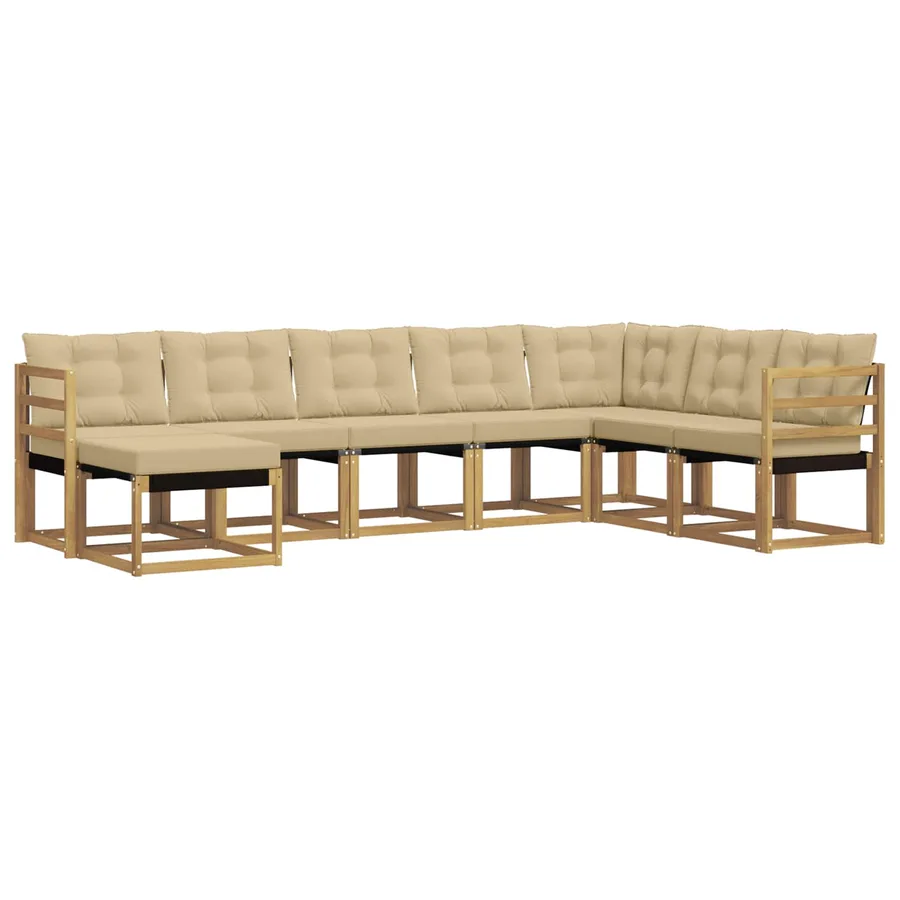 Ensemble de canapés d'extérieur 8 pcs Blanc et Beige - 2