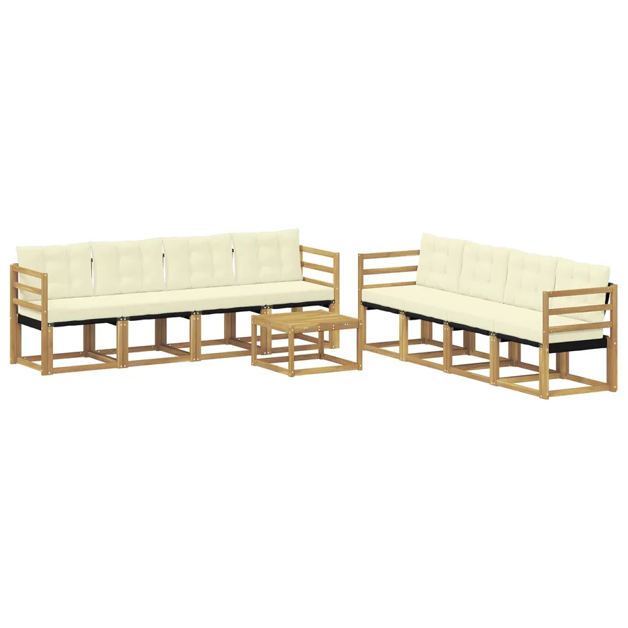 Ensemble de canapés d'extérieur 9 pcs Blanc et crème - 2