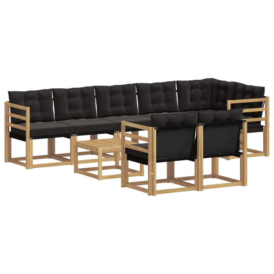 Ensemble de canapés d'extérieur 9 pcs Blanc et noir - 2