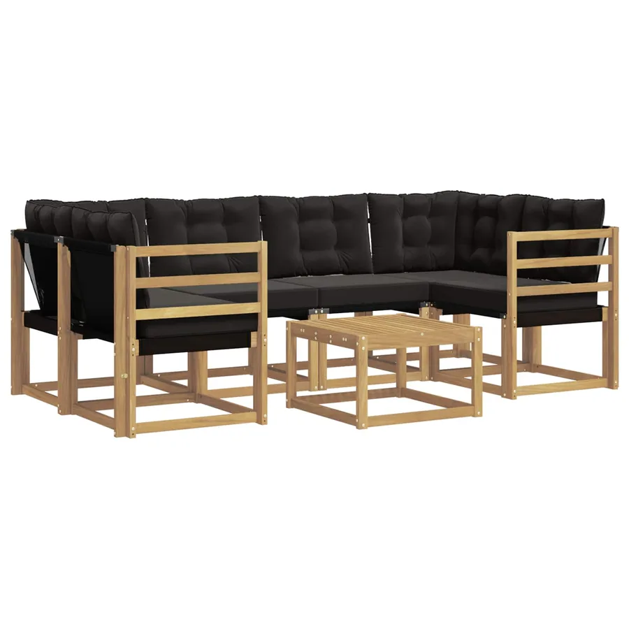 Ensemble de canapés d'extérieur 7 pcs Blanc et noir - 2