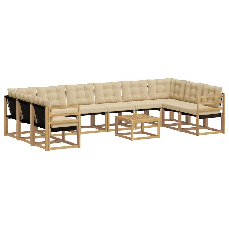 Ensemble de canapés d'extérieur 11 pcs Blanc et Beige - 2
