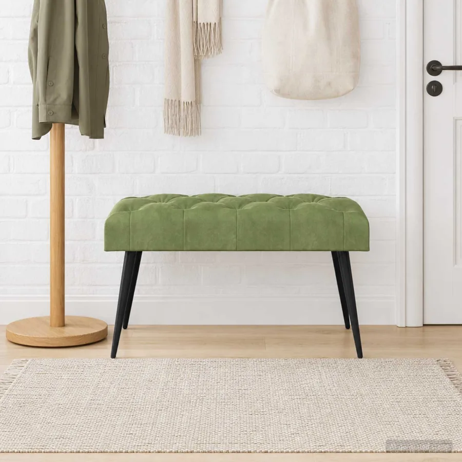 Banc avec capitonnage bouton Vert clair 80 x 40 x 46 cm Velours
