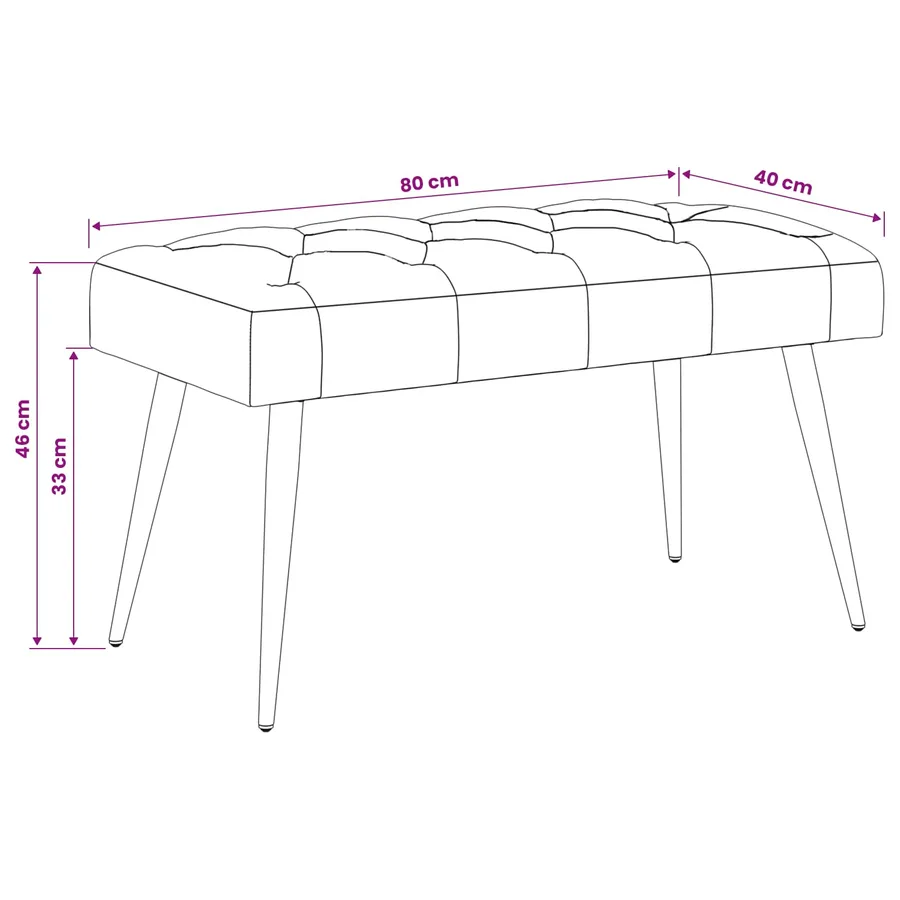 Banc avec capitonnage bouton Vert clair 80 x 40 x 46 cm Velours - 9