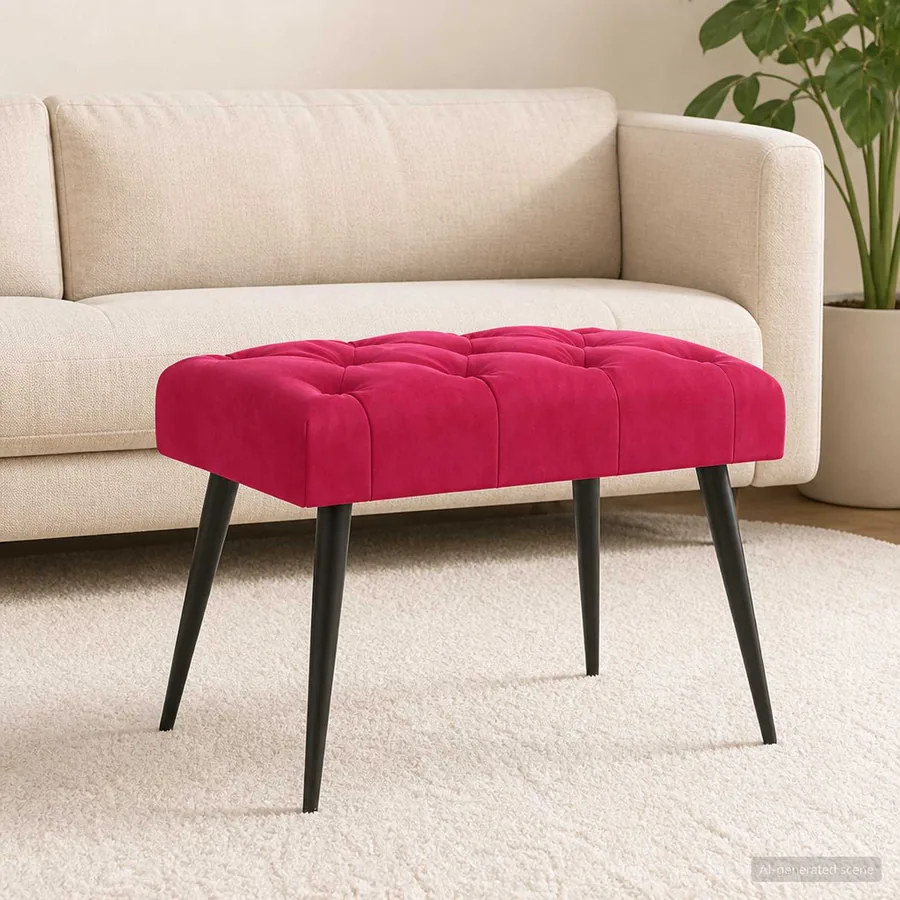 Banc avec capitonnage bouton Bordeaux 60 x 40 x 45 cm Velours