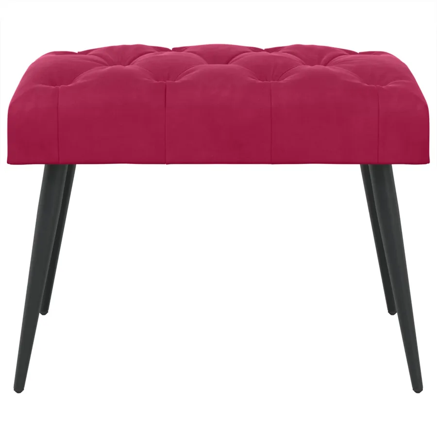 Banc avec capitonnage bouton Bordeaux 60 x 40 x 45 cm Velours - 5