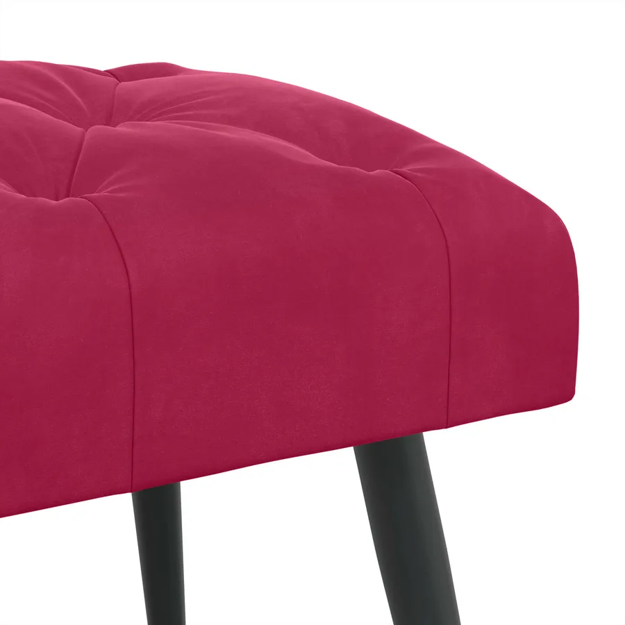 Banc avec capitonnage bouton Bordeaux 60 x 40 x 45 cm Velours - 6
