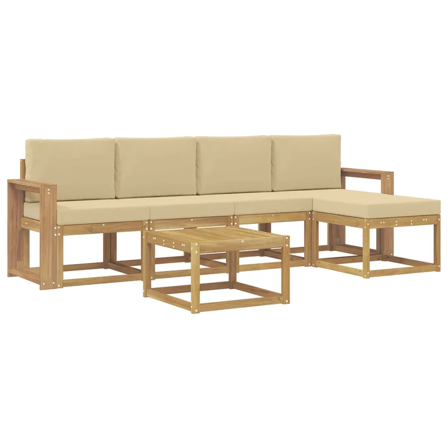 Ensemble de canapés d'extérieur 6 pcs Blanc et Beige - 2