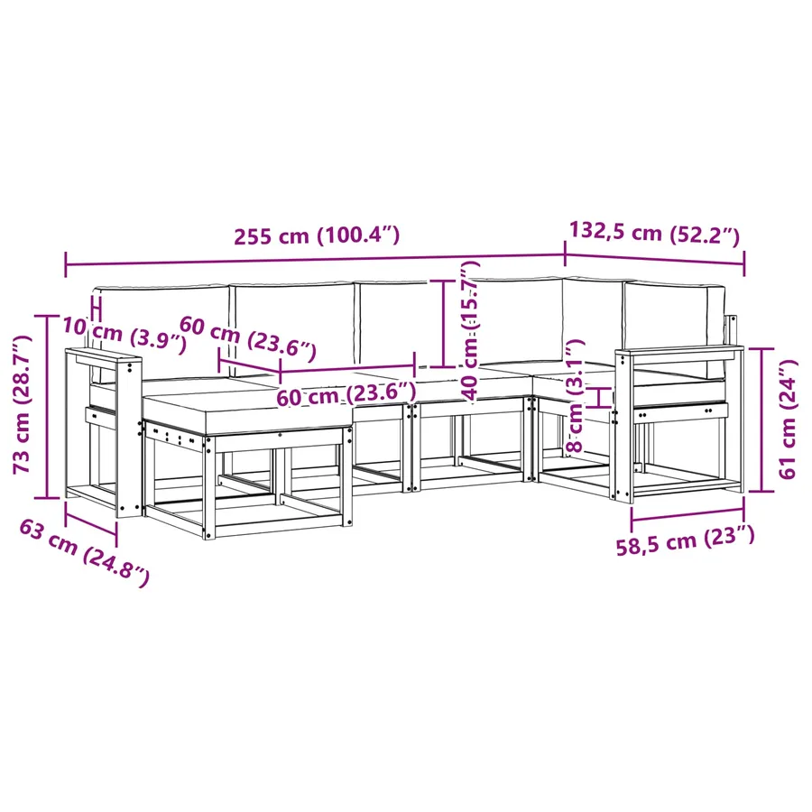Ensemble de canapés d'extérieur 6 pcs Blanc et Beige Polyester - 7