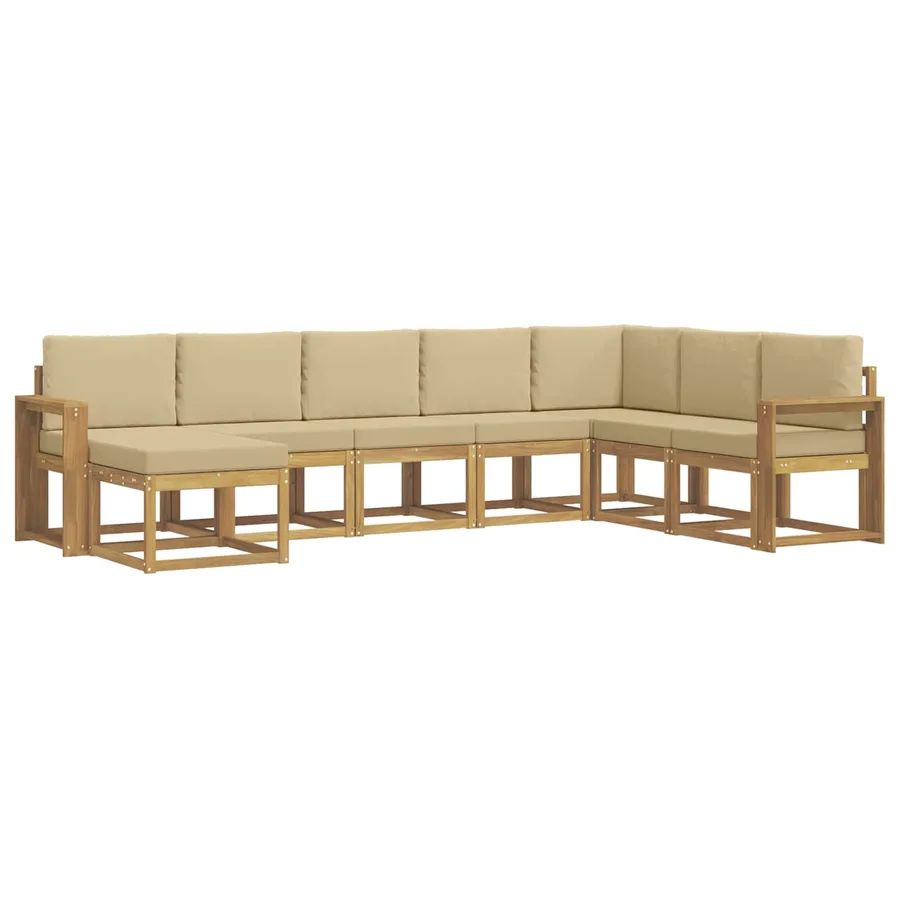 Ensemble de canapés d'extérieur 8 pcs Blanc et Beige - 2