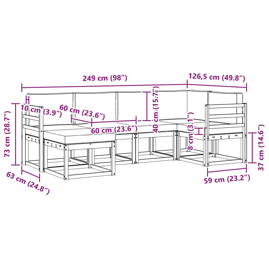 Ensemble de canapés d'extérieur 6 pcs Blanc et anthracite - 7