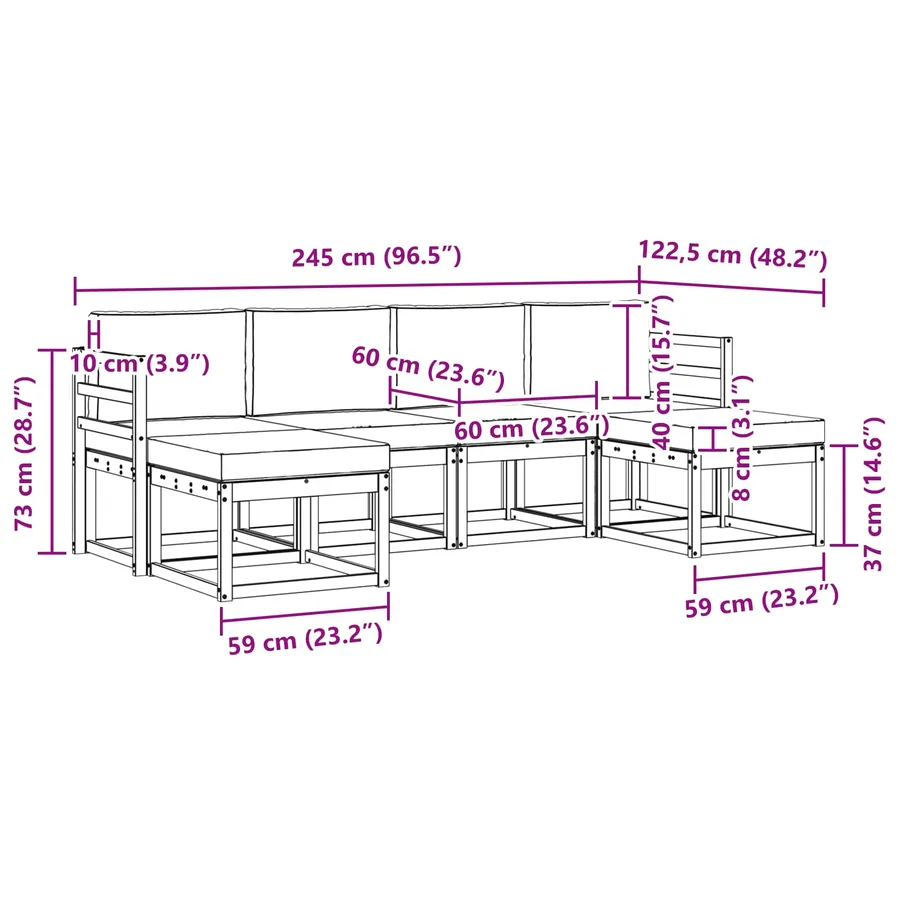 Ensemble de canapés d'extérieur 6 pcs Blanc et anthracite - 6