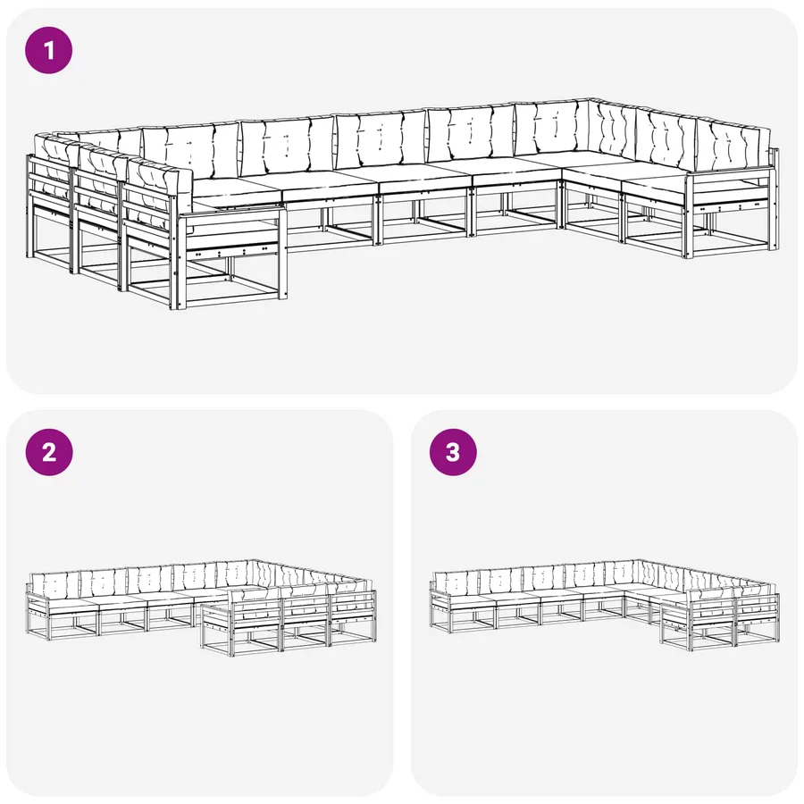 Ensemble de canapés d'extérieur 10 pcs Blanc et anthracite - 7