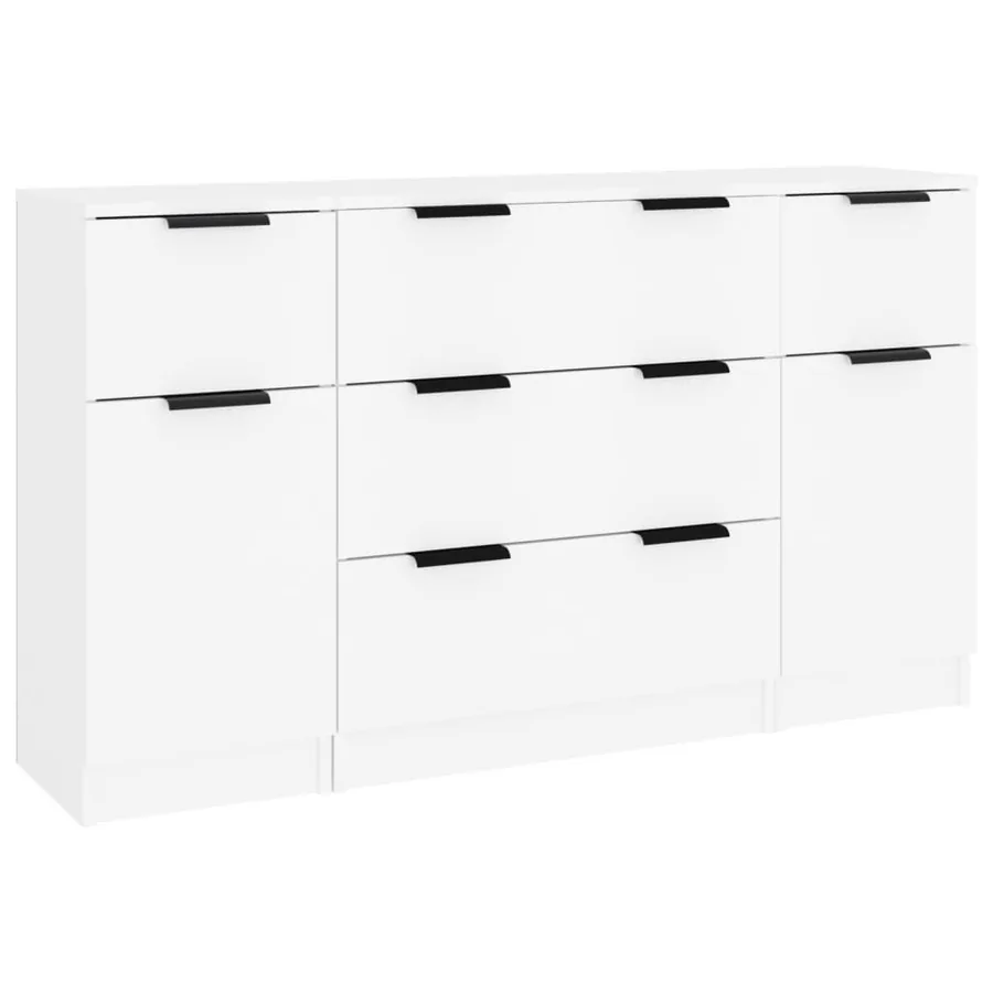 Buffets 3 pcs Blanc Bois d'ingénierie - 2