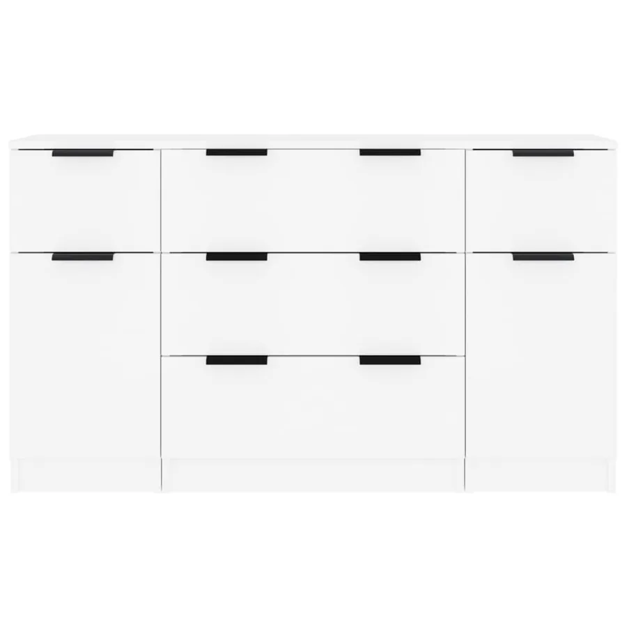 Buffets 3 pcs Blanc Bois d'ingénierie - 5