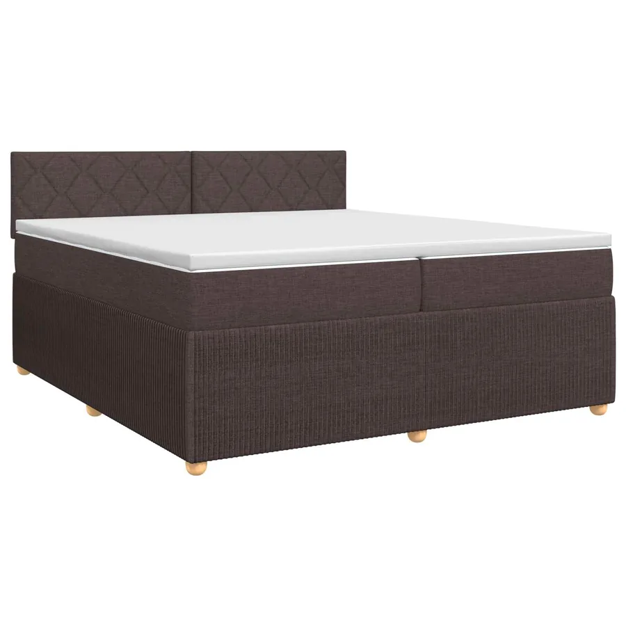 Lit boxspring avec matelas Marron foncé 200 x 200 cm Tissu