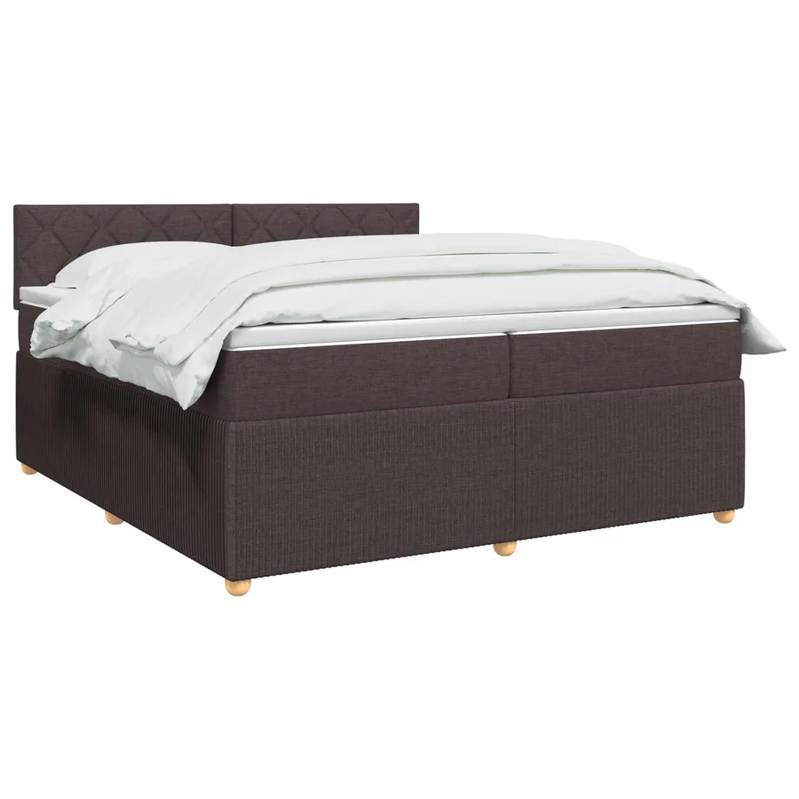 Lit boxspring avec matelas Marron foncé 200 x 200 cm Tissu - 2