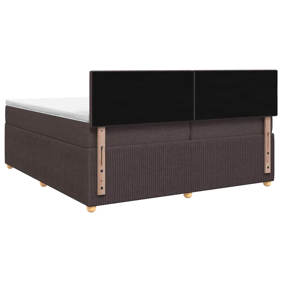 Lit boxspring avec matelas Marron foncé 200 x 200 cm Tissu - 7