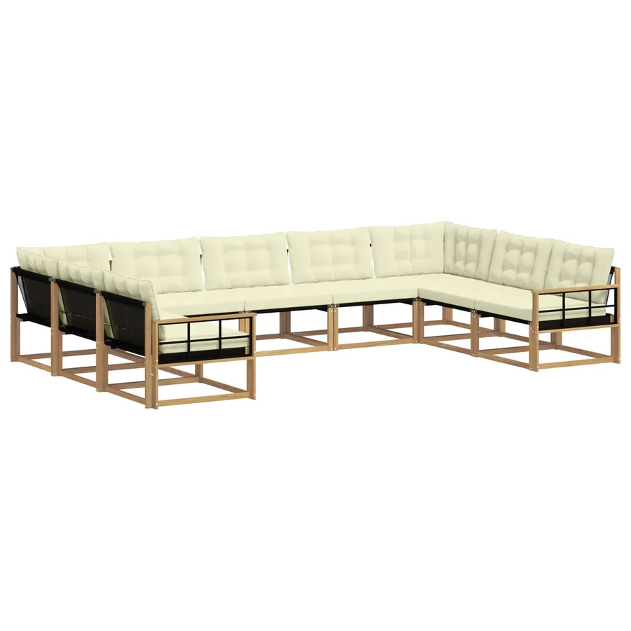 Ensemble de canapés d'extérieur 9 pcs Blanc et crème - 2