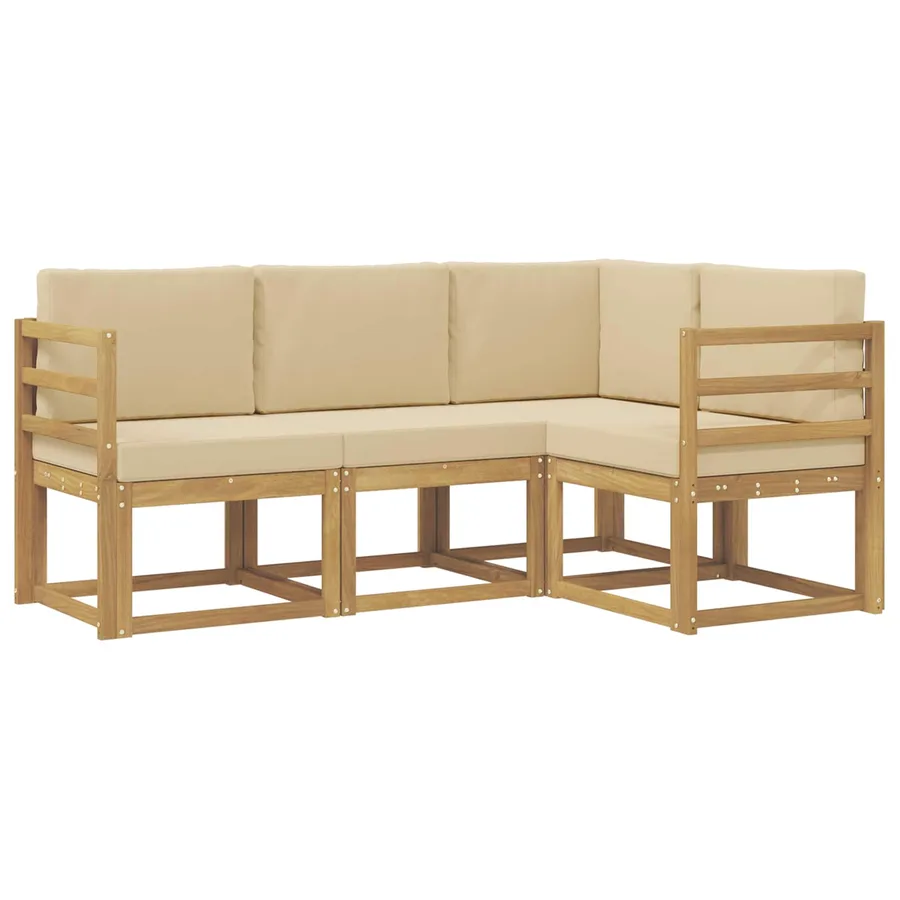 Ensemble de canapés d'extérieur 4 pcs Blanc et Beige - 2