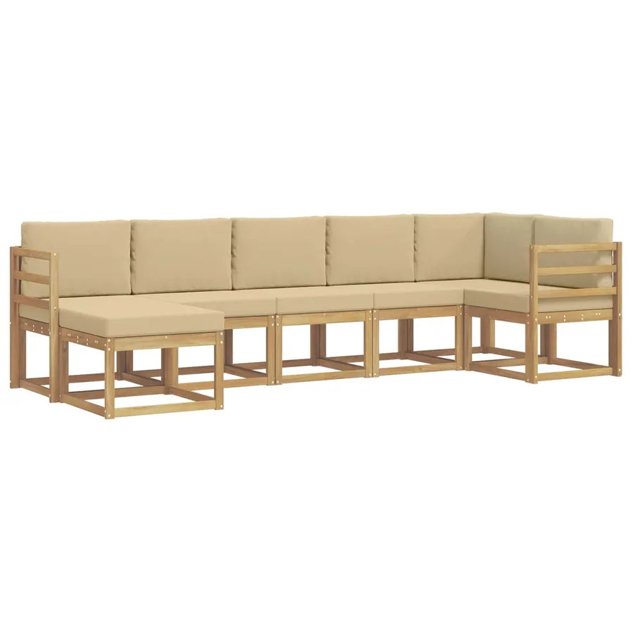 Ensemble de canapés d'extérieur 7 pcs Blanc et Beige Polyester - 2